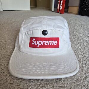Supreme Snap Button Camp Cap White FW18